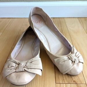 Vince Camuto Big Bow Leather Ballet Flats